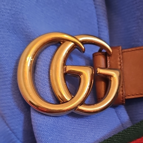 Gucci Brown and Green Belt with Gold Buckle - Picture 4 of 7